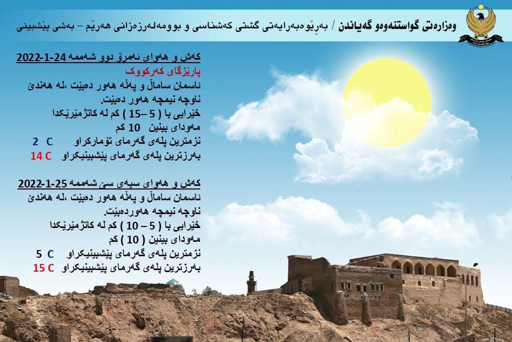 كەشوھەوای ئەمڕۆ و سبەی كەركووك