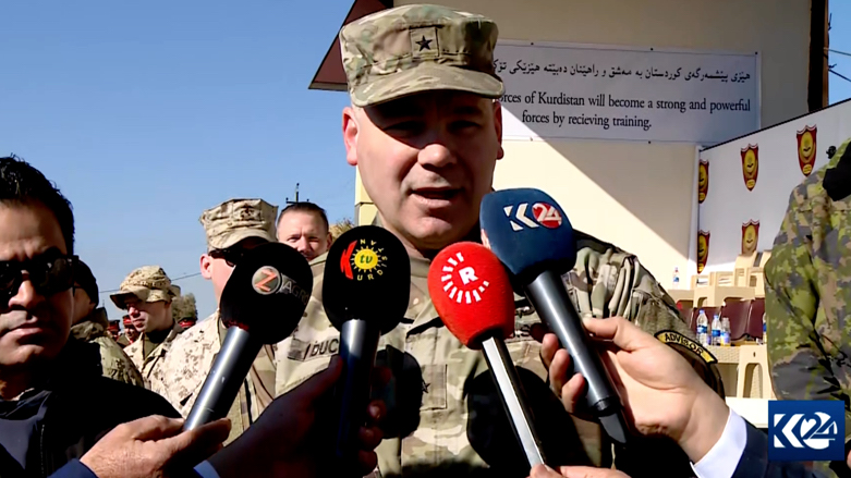 Brig. Gen. Nick Ducich talked to reporters on Monday, Jan. 24, 2021, about the ongoing support of the coalition for the Peshmerga and SDF forces (Photo: Kurdistan 24)