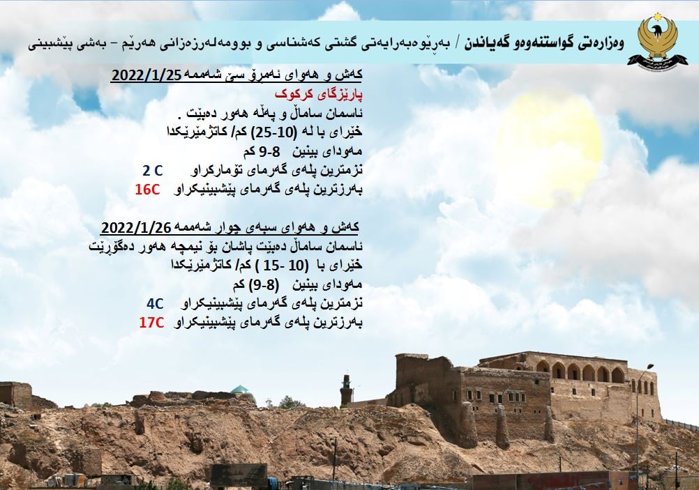 كەشوھەوای ئەمڕۆ و سبەی كەركووك