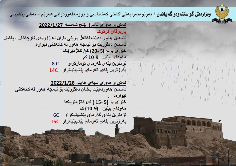 كەشوھەوای ئەمڕۆ و سبەی كەركووك