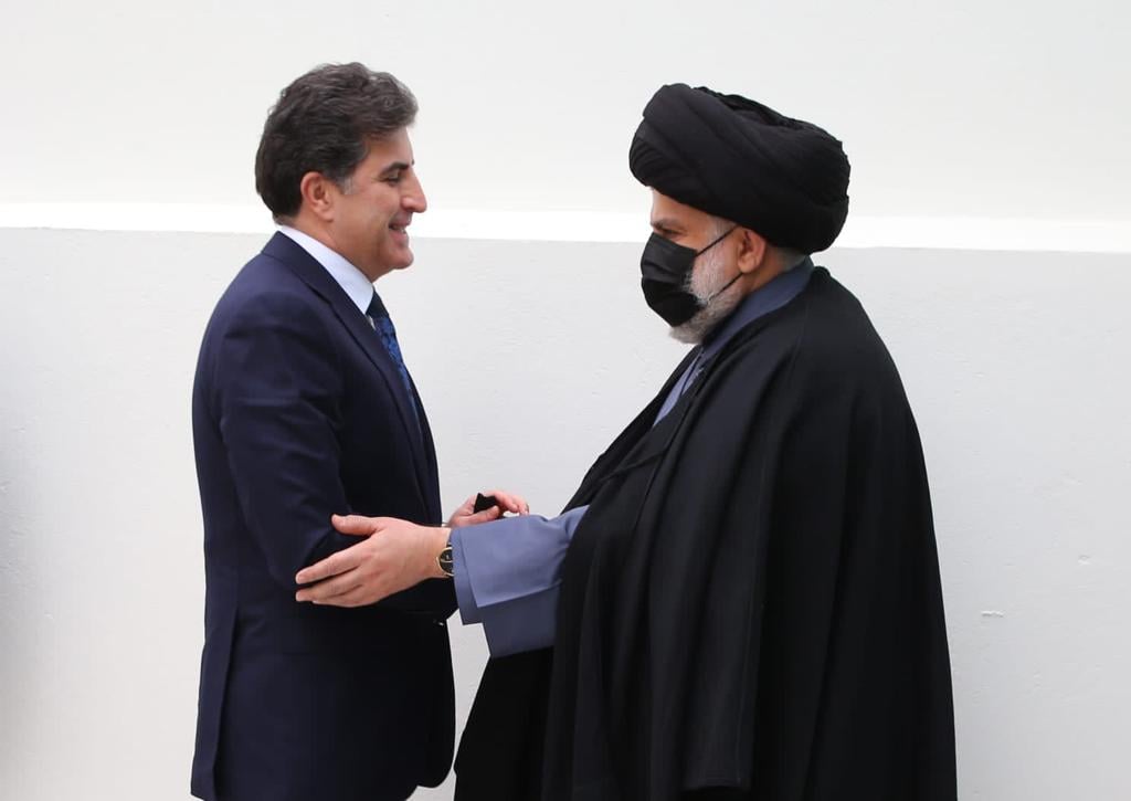 موقتەدا سەدر لە نەجەف پێشوازی لە نێچیرڤان بارزانی کرد
