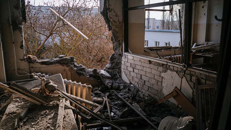 An inside view of a damaged room of the regional Children’s Hospital after a Russian missile strike in the southern city of Kherson, amid the Russian invasion of Ukraine, Jan. 1, 2023. (Photo: Dimitar Dilkoff/AFP)