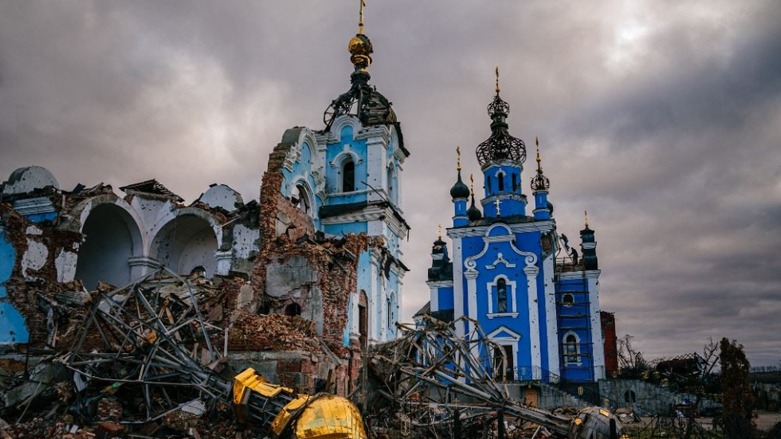 كنيسةٌ مدمّرة بمنطقة دونيتسك في أوكرانيا- فرانس برس