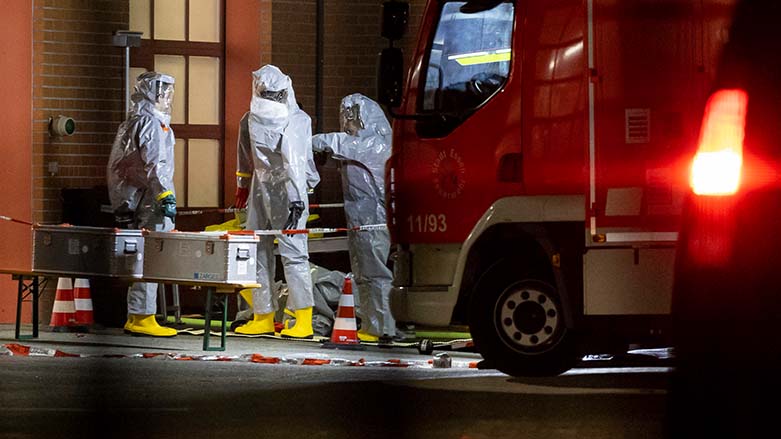 Substances found during the search are examined on the premises of the fire department in Castrop-Rauxel, Sunday, Jan.8, 2023. (Photo: Christoph Reichwein/ dpa via AP)