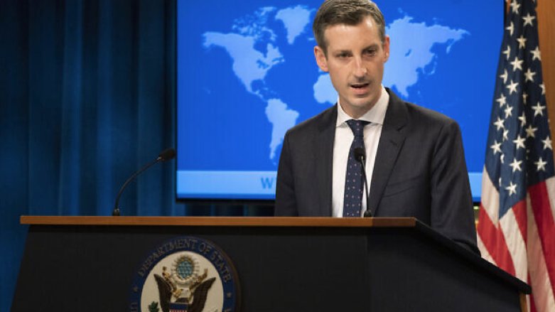 State Department spokesman Ned Price speaks during a news conference at the State Department, Tuesday, Feb. 23, 2021, in Washington. (AP Photo/Manuel Balce Ceneta, Pool)