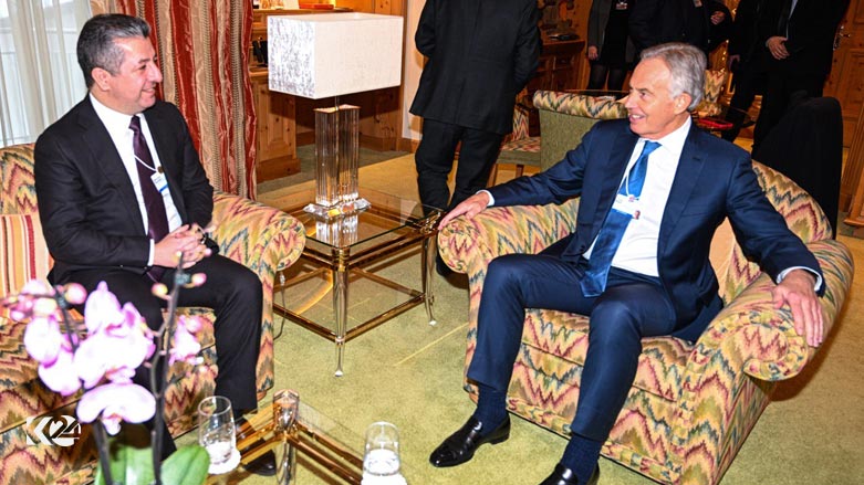 Prime Minister Masrour Barzani (left) during his meeting with former United Kingdom Prime Minister Tony Blair, Jan. 17, 2023. (Photo: KRG)