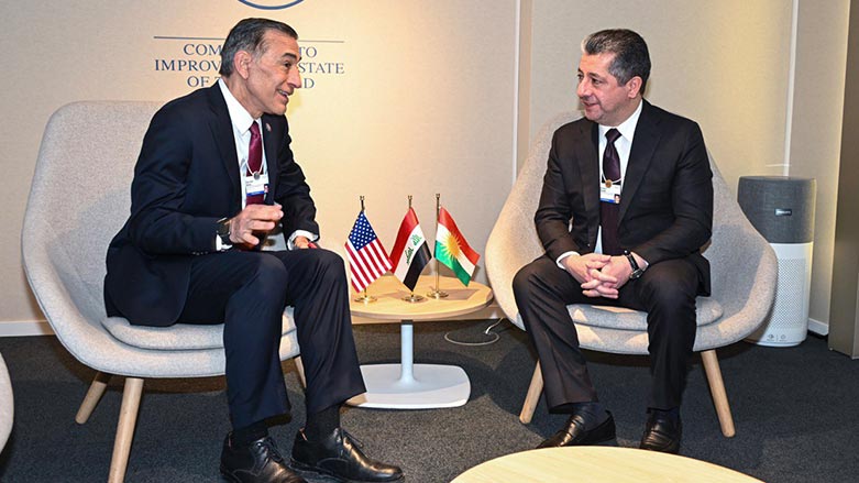 Prime Minister Masrour Barzani (right) during his meeting with United States Congressman Darrell Issa (California) in Davos, Jan. 17, 2023. (Photo: KRG)