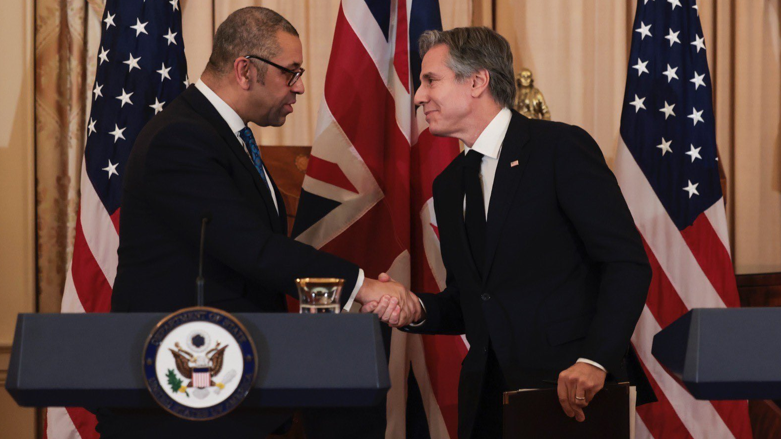 British Foreign Secretary James Cleverly and US Secretary of State Antony Blinken at press conference, Jan 17, 2023 (Photo:
