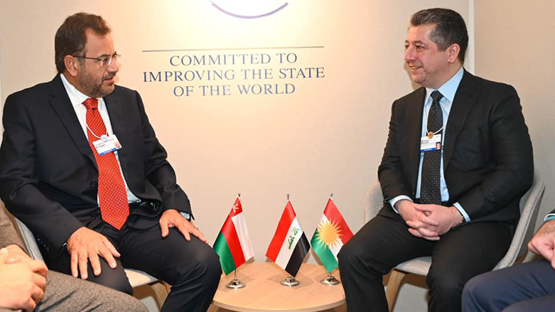 Kurdistan Region Prime Minister Masrour Barzani (right) during his meeting with Omani Minister of Economy Said Al-Saqri, Jan. 18, 2023. (Photo: KRG)