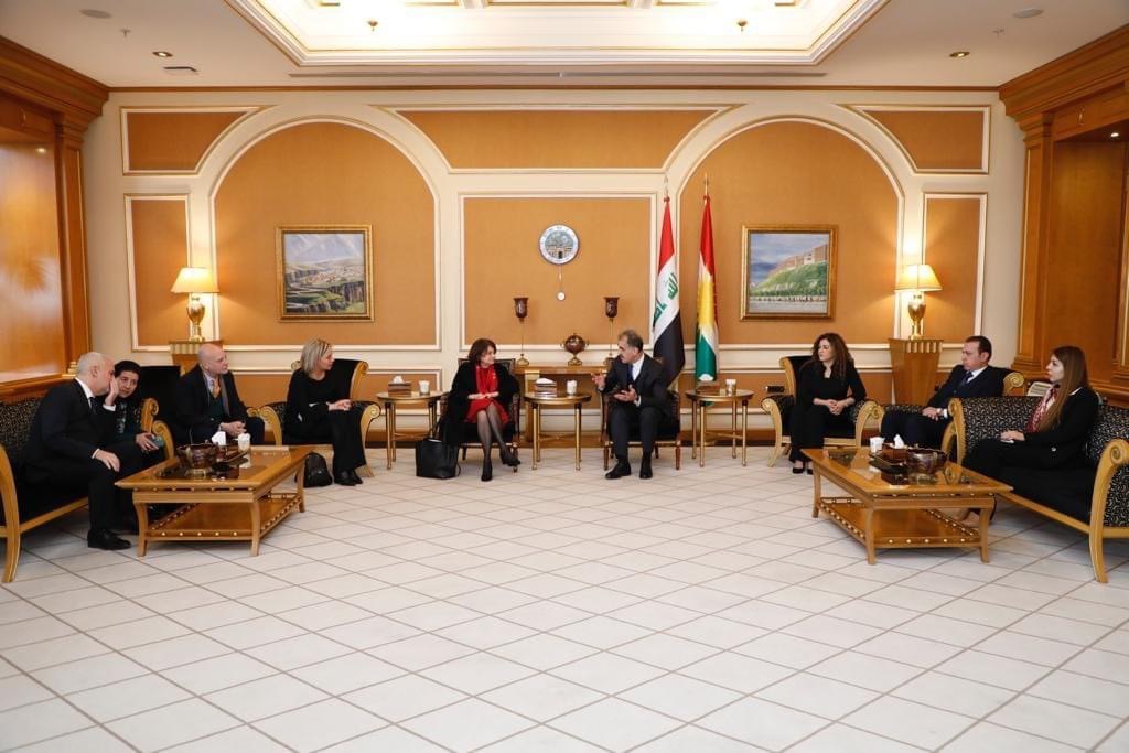 United Nations Under-Secretary-General for Political and Peacebuilding Affairs Rosemary A. DiCarlo (top left) during meeting with head of KRG DFR in Erbil, Jan. 24, 2023. (Photo: KRG)