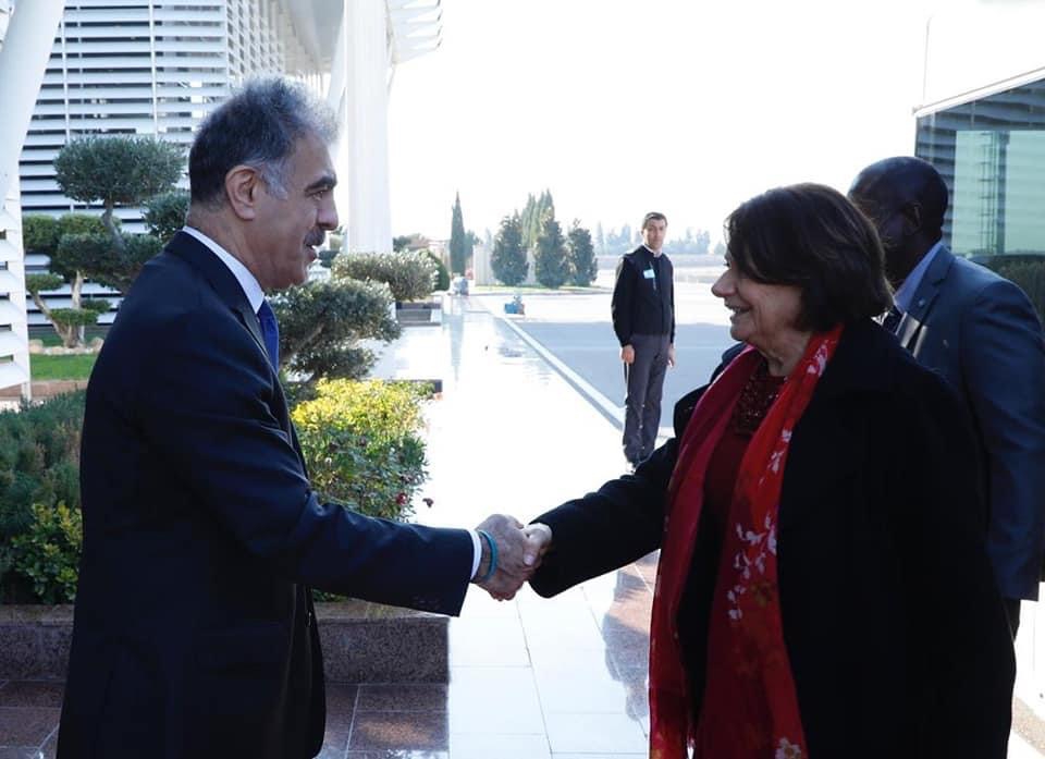 United Nations Under-Secretary-General for Political and Peacebuilding Affairs Rosemary A. DiCarlo (right) is shaking hands with head of KRG DFR in Erbil, Jan. 24, 2023. (Photo: KRG)