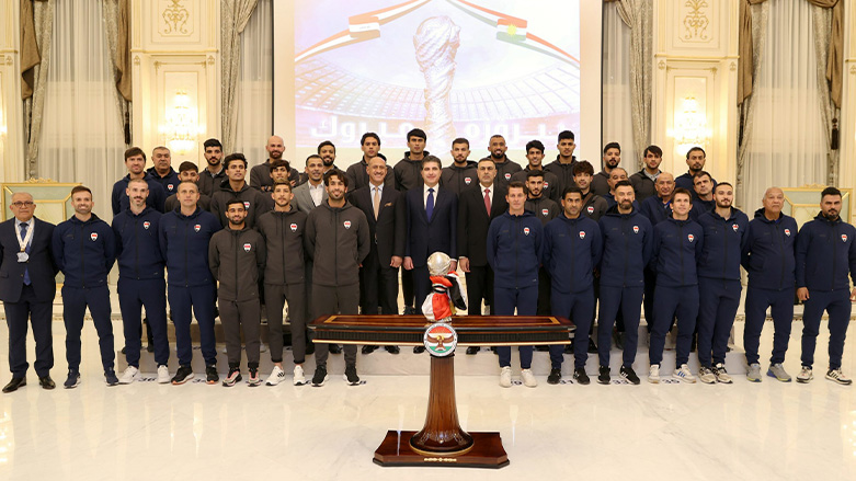 استقبال نچیروان بارزانی، رئیس اقلیم کوردستان از تیم منتخب فوتبال عراق