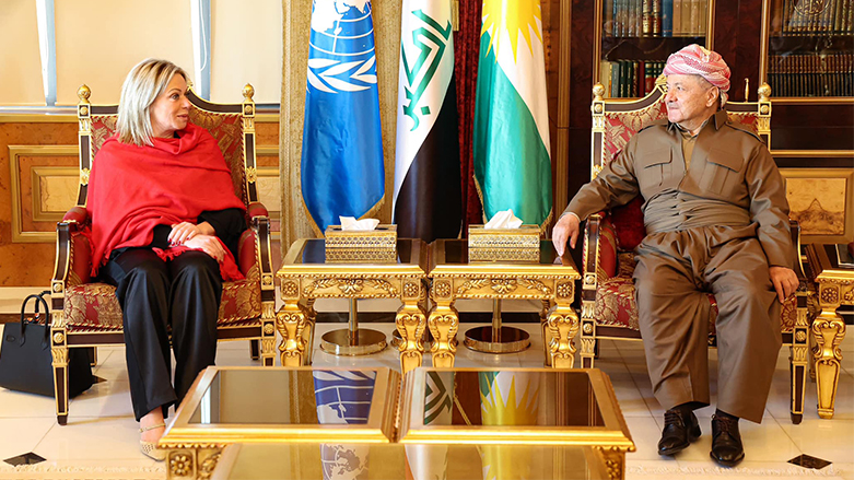 الرئيس مسعود بارزاني وممثلة الأمم المتحدة في العراق جينين بلاسخارت