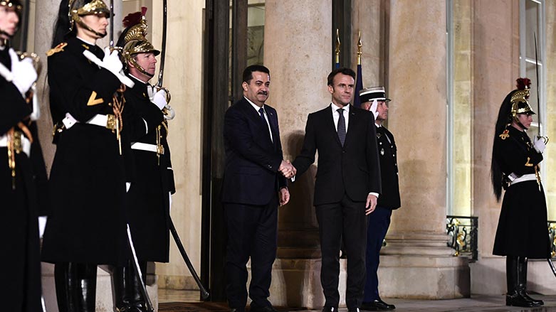 رئيس الوزراء العراقي محمد شياع السوداني والرئيس الفرنسي إيمانويل ماكرون