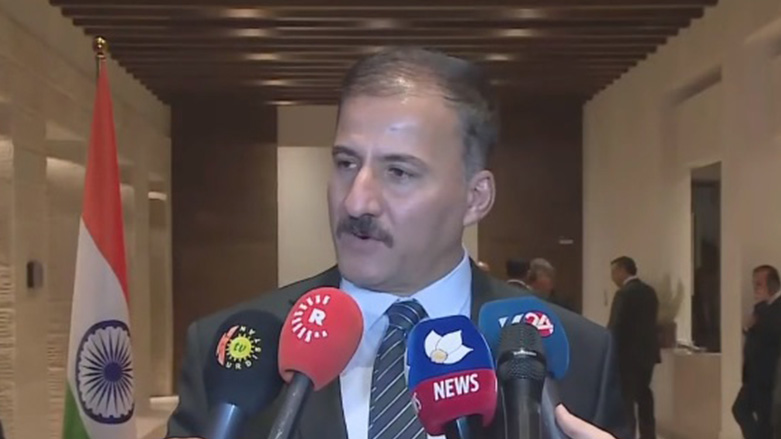 Soran Jamal Taher, the spokesperson of the Patriotic Union of Kurdistan (PUK), speaking in a press conference, Jan. 29, 2023. (Photo: Kurdistan 24)