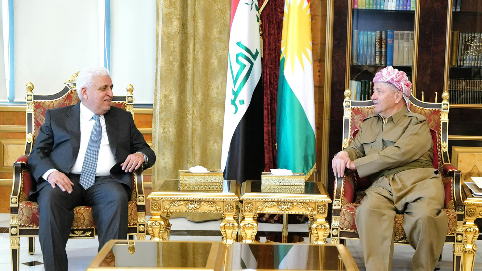KDP President Masoud Barzani met with PMF head Falih Al-Fayyadh, Jan 4, 2024 (Photo: Barzani Headquarters)