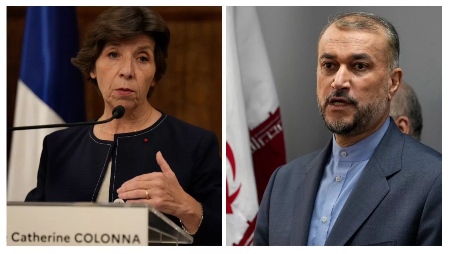 "حسین امیر عبداللهیان" و "کاترین کولونا" وزیران خارجه‌ی ایران و فرانسه