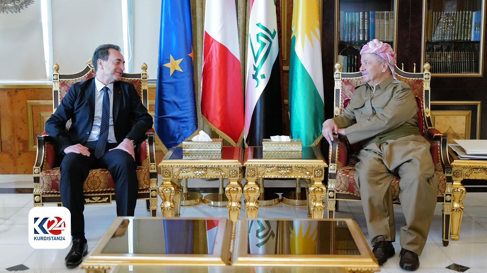 Fransa'nın Irak Büyükelçisi Eric Chevalier ve Başkan Mesud Barzani