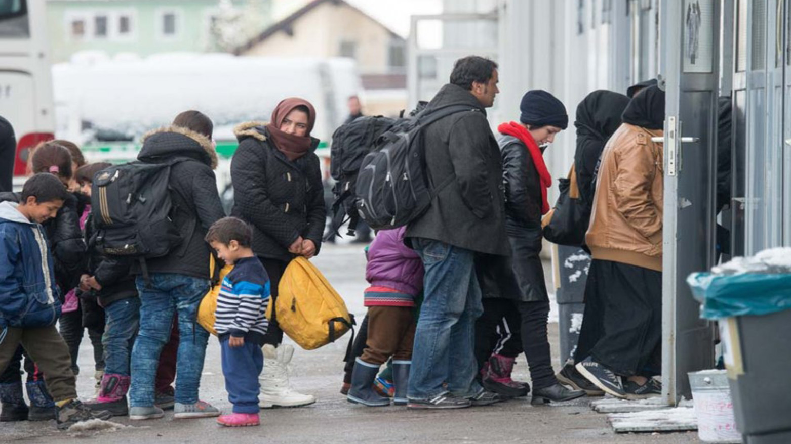 Asylum seekers wait to register in Passau, southern Germany. January 16, 2016. (AFP / DPA / Armin Weigel)