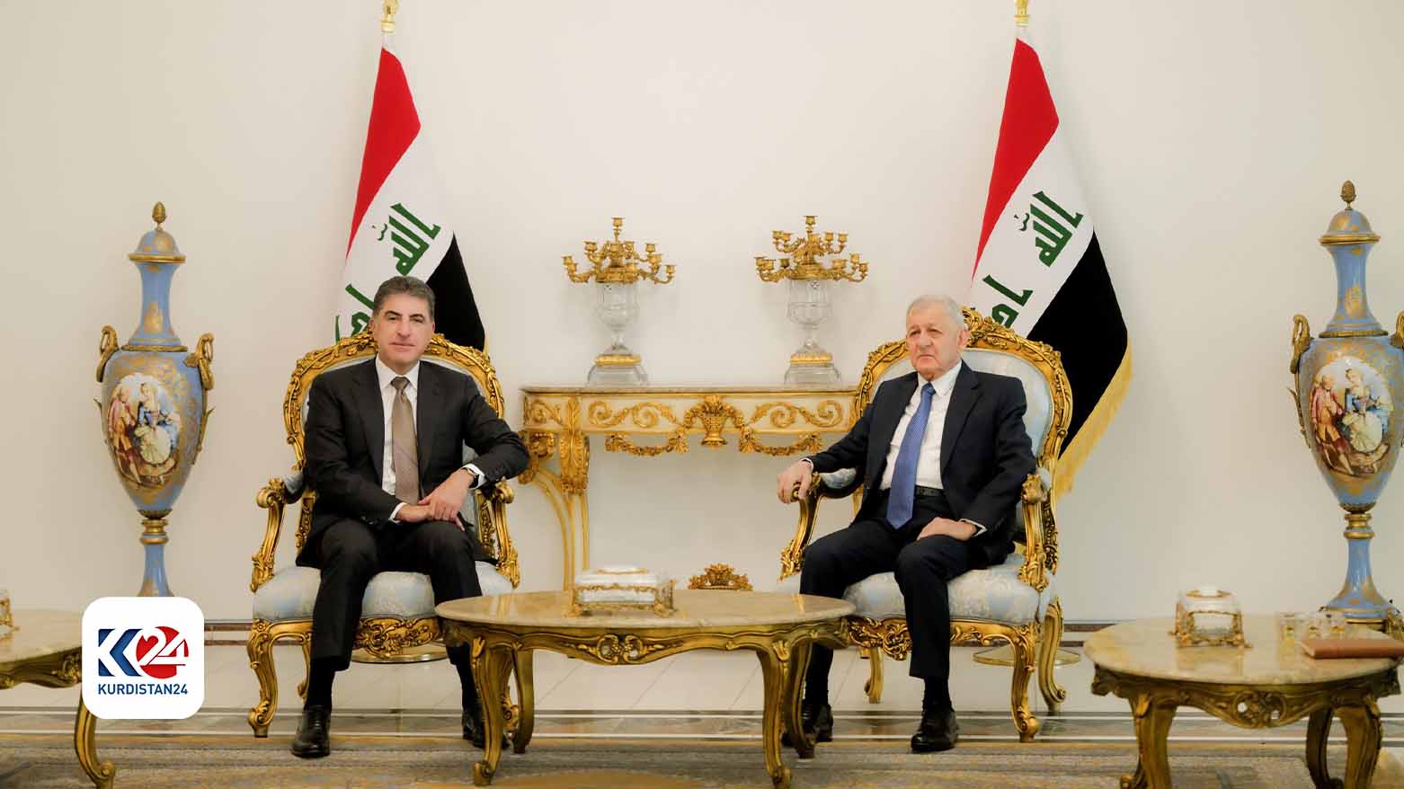 Kürdistan Bölgesi Başkanı Neçirvan Barzani ve Irak Cumhurbaşkanı Latif Raşid