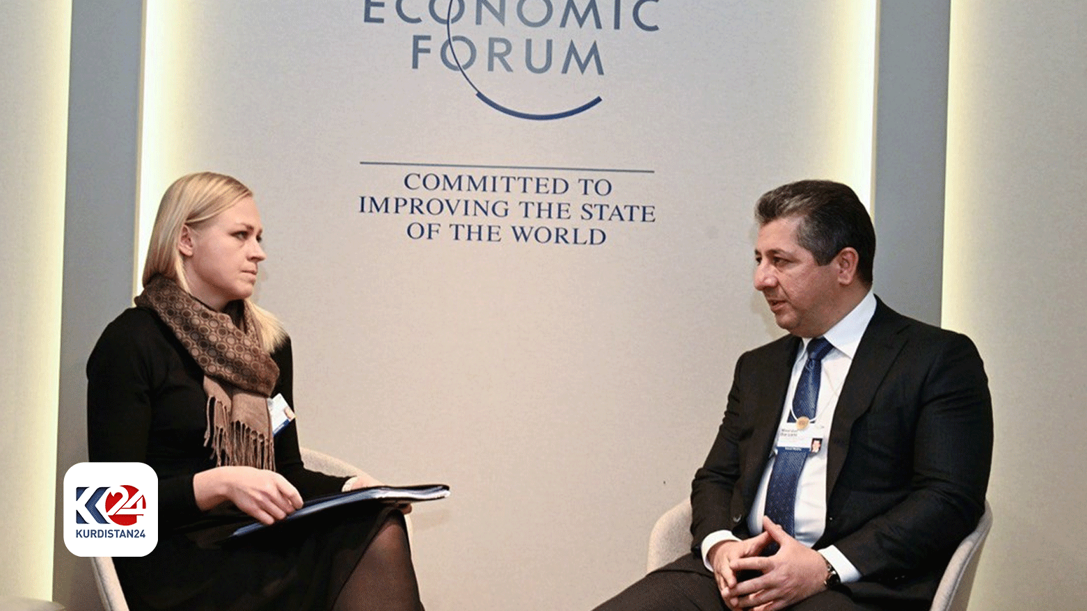 Kurdistan Region Prime Minister Masrour Barzani (right) during his meeting with Elina Valtonen, Minister for Foreign Affairs of Finland, Jan. 16, 2024. (Photo: KRG)
