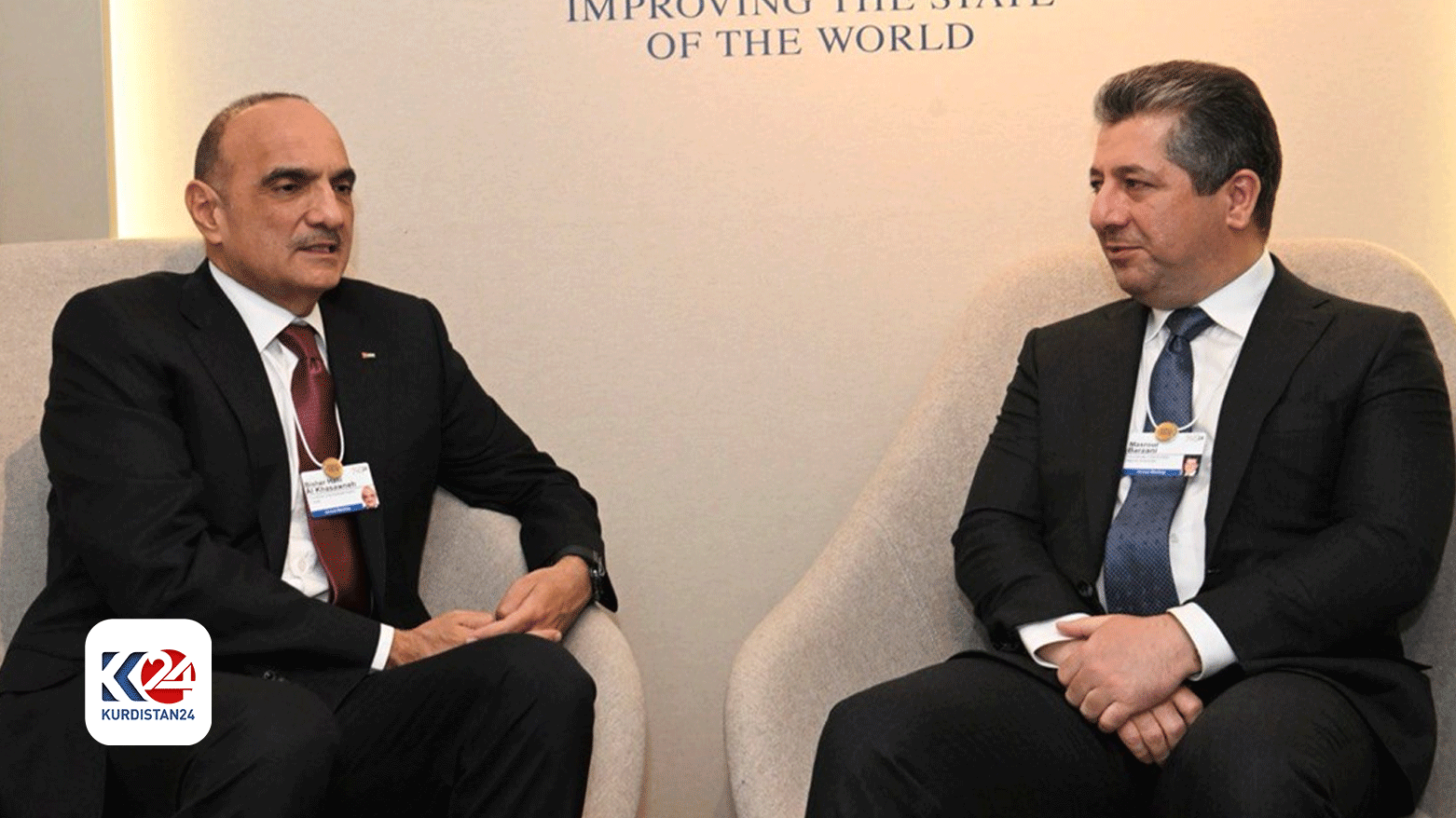 PM Barzani Jordanian PM discuss bilateral relations in Davos