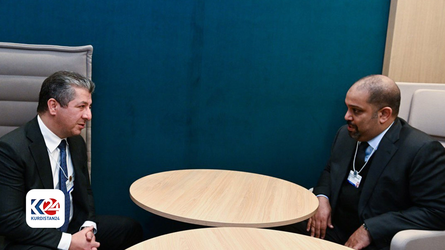 Kurdistan Region Prime Minister Masrour Barzani (left) during his meeting with Bahrain Finance Minister Shaikh Salman bin Khalifa Al Khalifa, Jan. 16, 2024. (Photo: Kurdistan24)