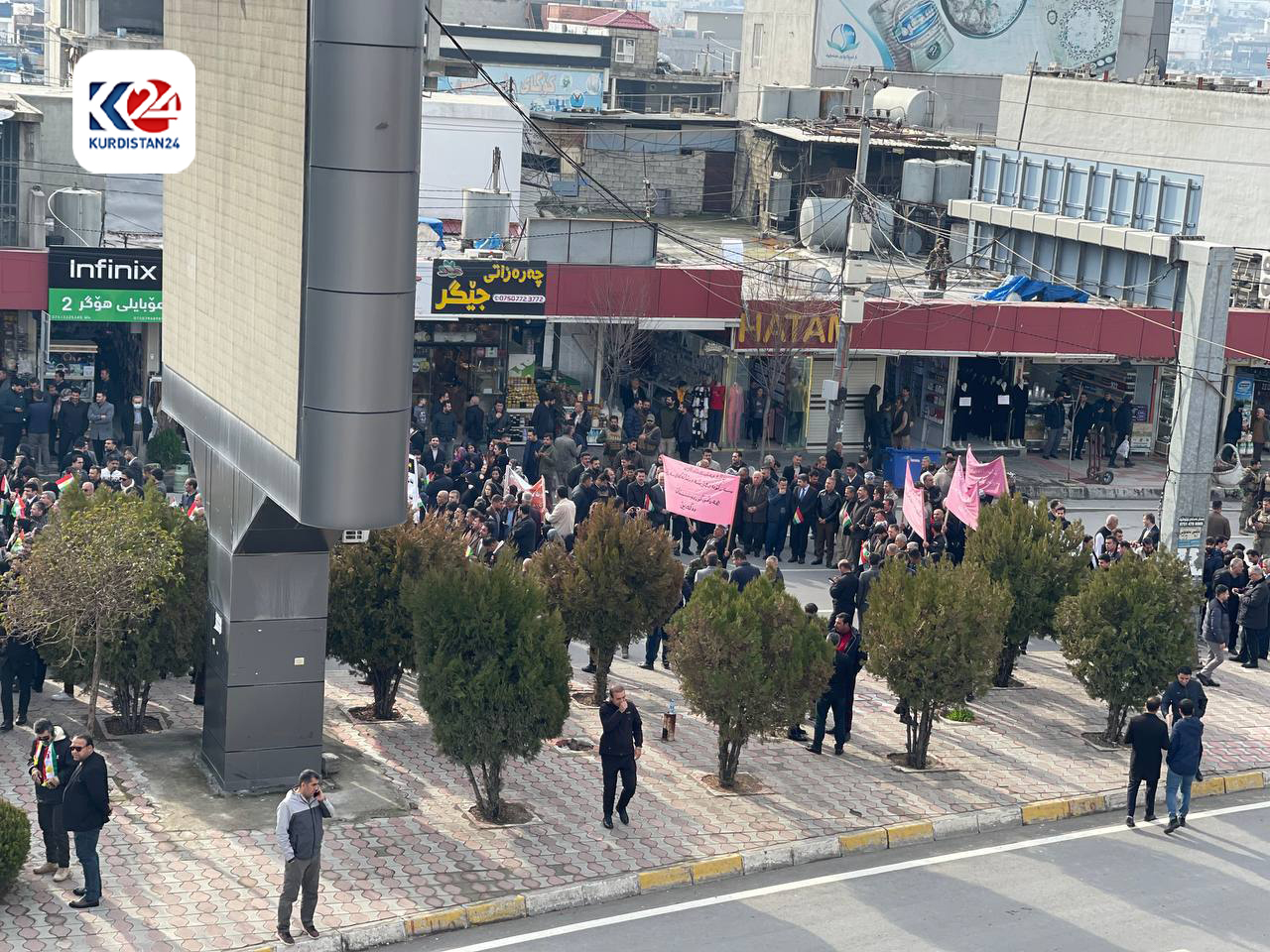 The residents of Soran Independent Administration demonstrating against Monday's missile attacks on Erbil by the IRGC, Jan. 17, 2024. (Photo: Kurdistan24)