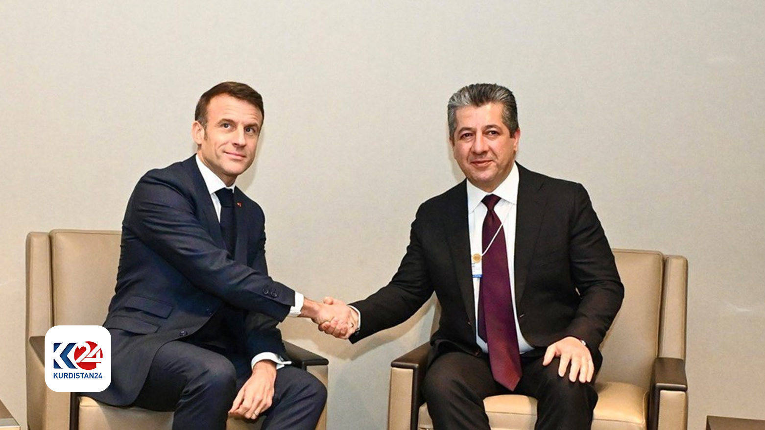 رئيس حكومة إقليم كوردستان يجتمع مع الرئيس الفرنسي