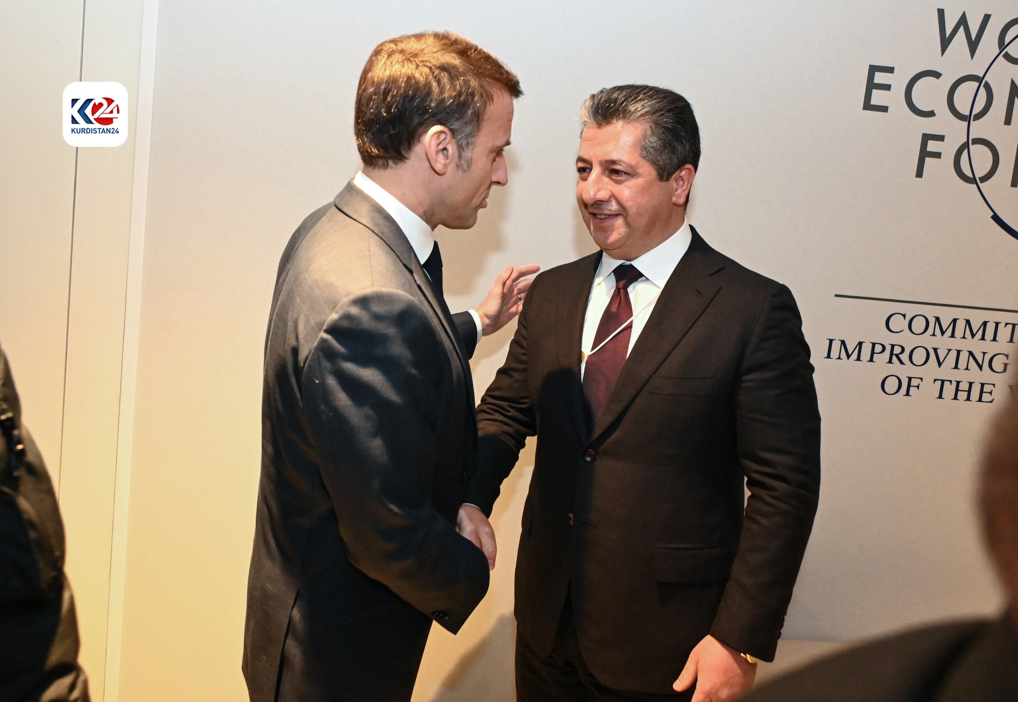 Mesrûr Barzanî û Emanuel Macron li DAvosê