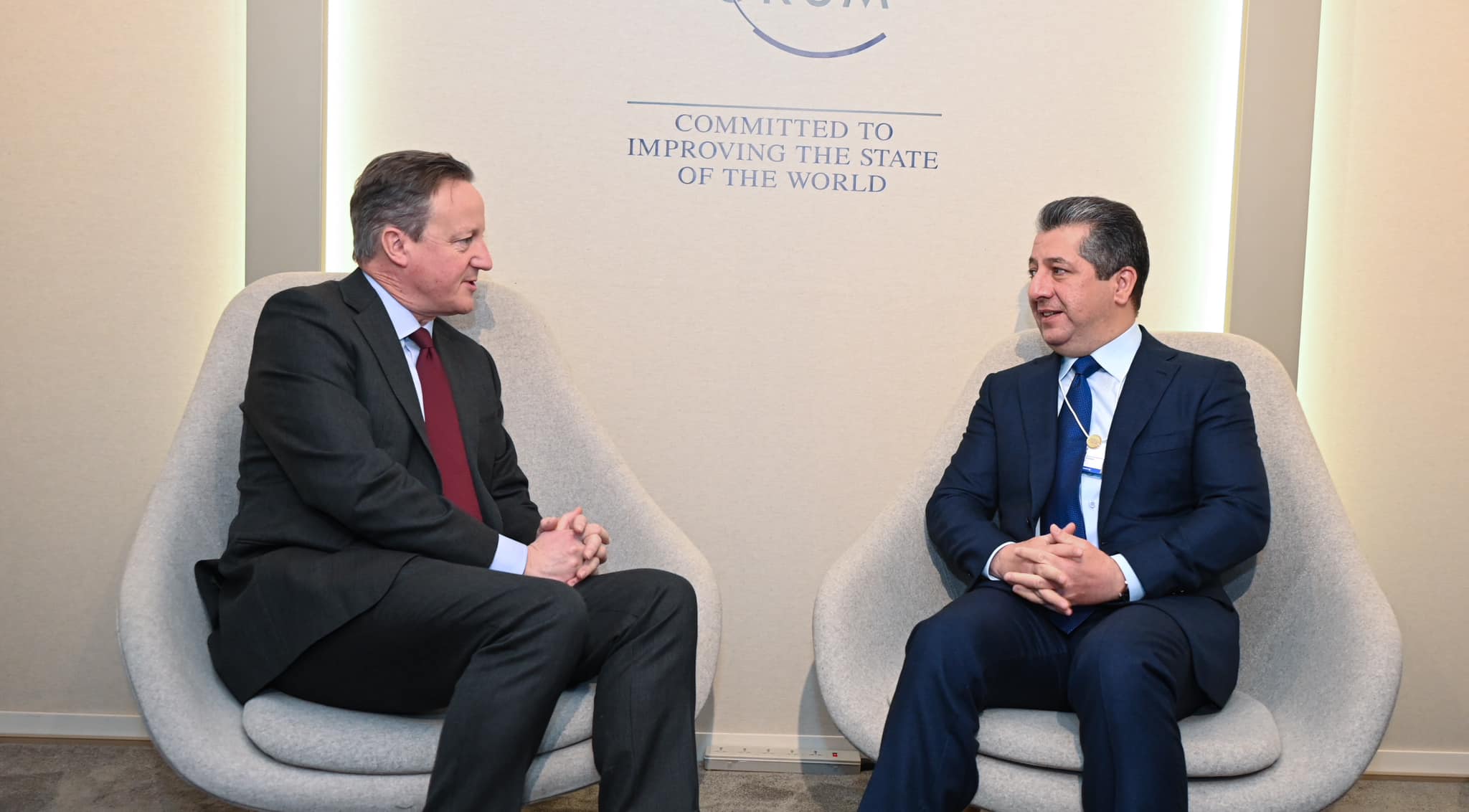 Kurdistan Region Prime Minister Masrour Barzani (right) during his meeting with the UK Secertary of State for Foreign, Commonwealth and Development Affairs, Jan. 18, 2024. (Photo: KRG)