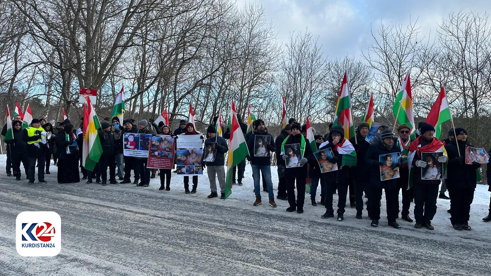 Kurdish protesters in Sweden condemn Iran missile attack on Erbil, Jan. 20, 2024. (Photo: Kurdistan24)