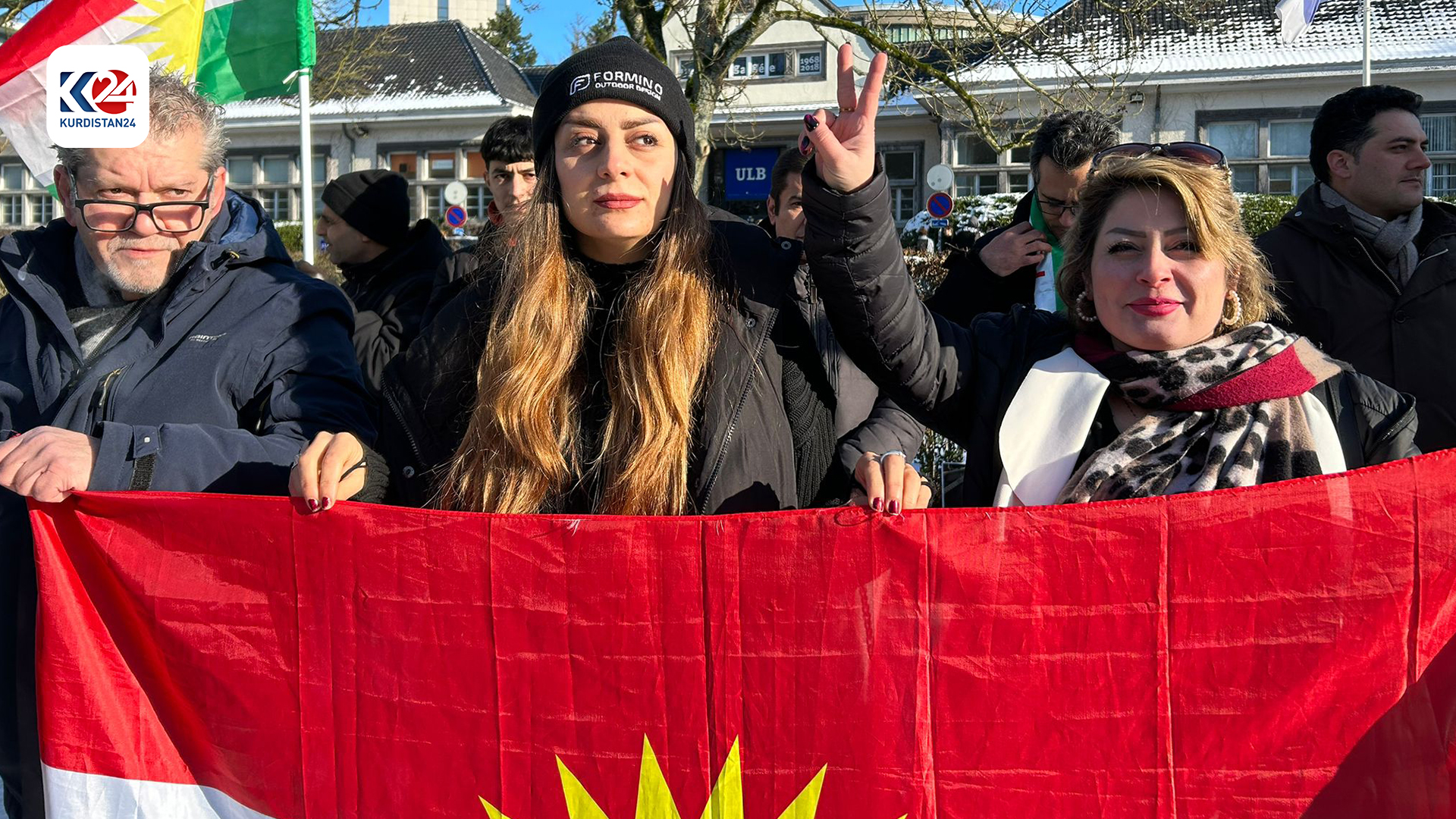 Kurdish protesters in Europe condemned the Iran missile attack on Erbil, Jan. 20, 2024. (Photo: Kurdistan24)