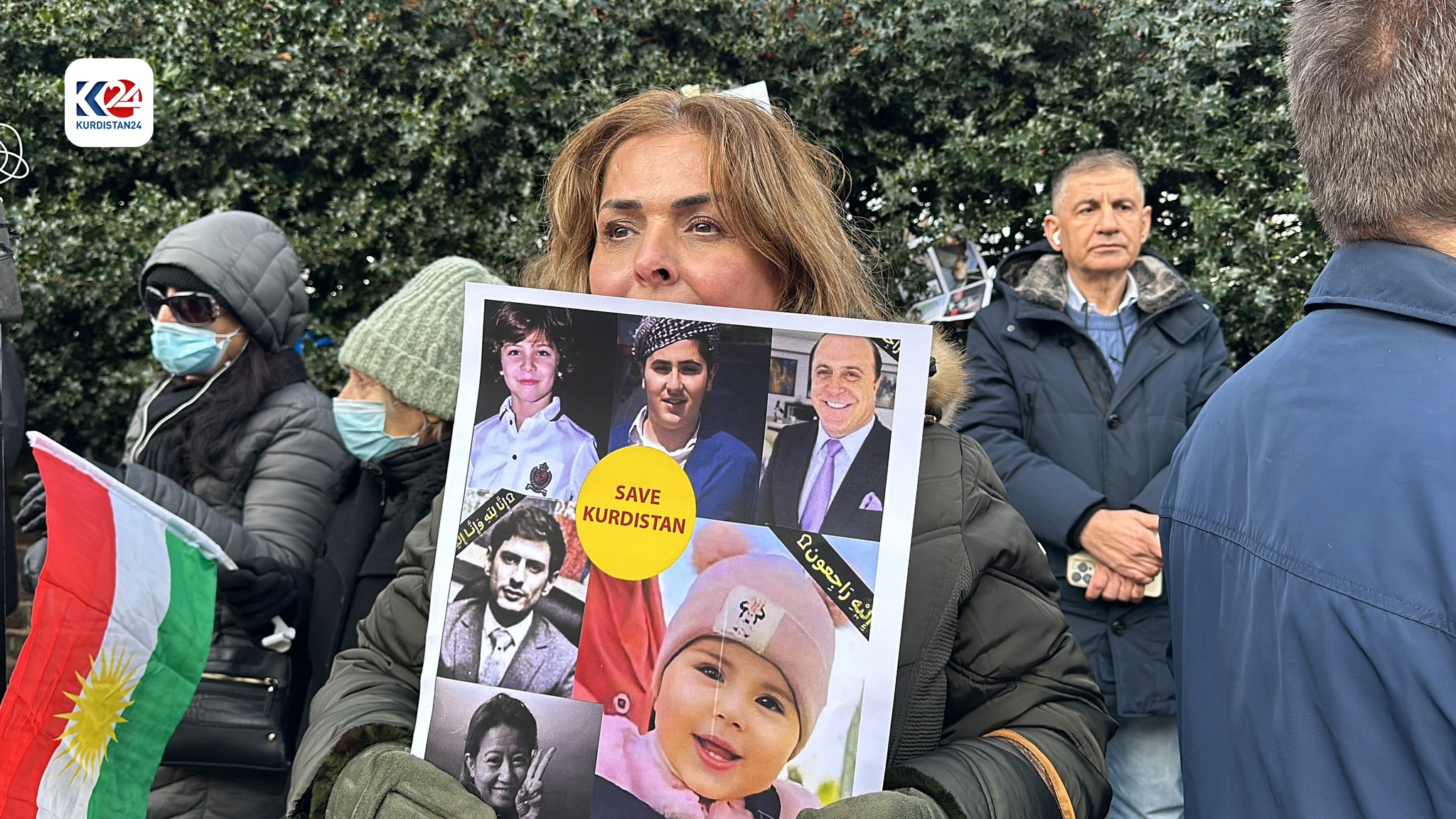 Kurdish protesters in Europe condemned the Iran missile attack on Erbil, Jan. 20, 2024. (Photo: Kurdistan24)