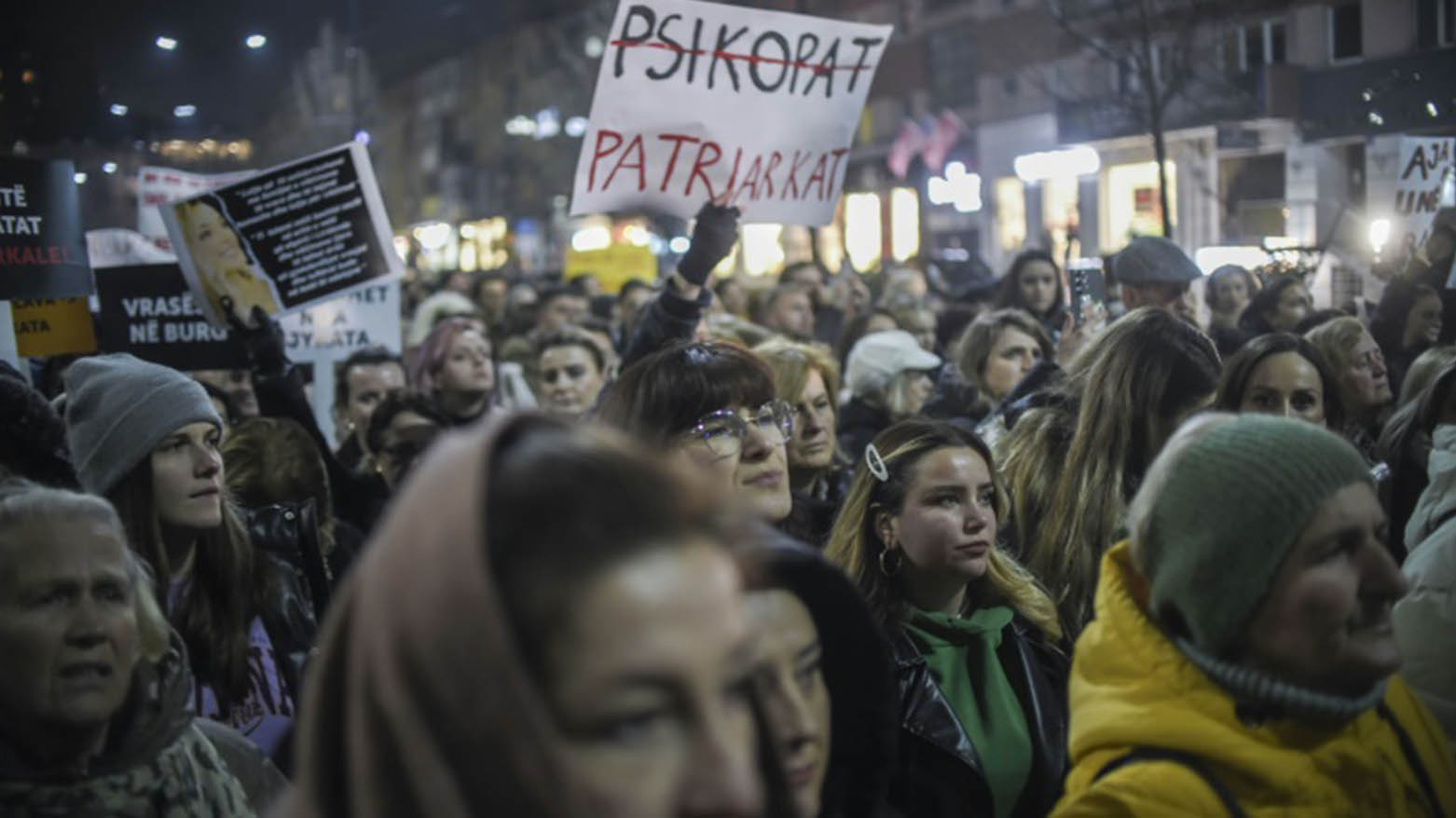 Women protest gender violence in Kosovo, December 2023. (Photo: Armend Nimani/AFP)