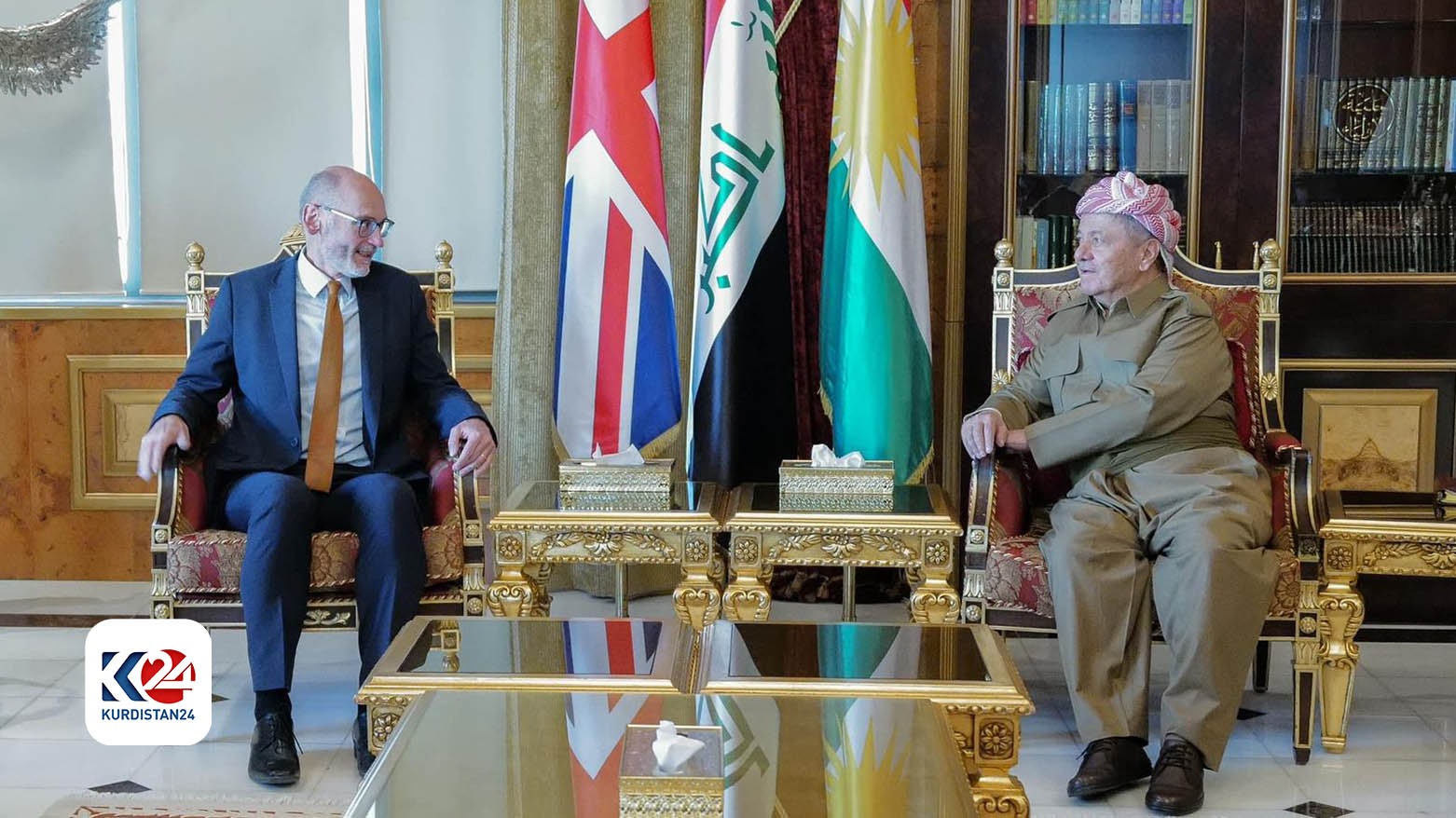پرزیدنت مسعود بارزانی و استفن هیچن، سفیر انگلیس در عراق