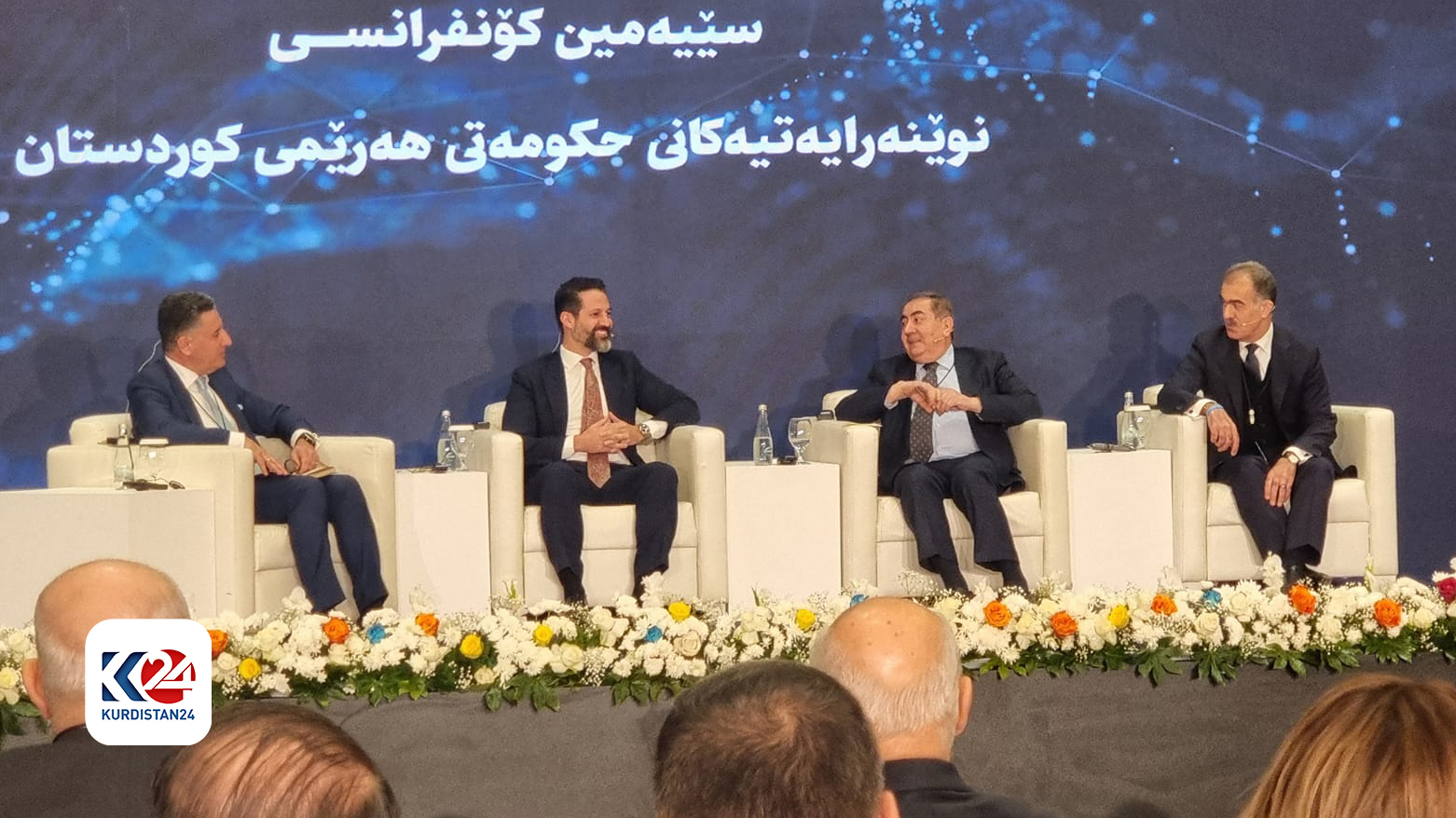 Safeen Dizayee (first from right), the head of the KRG Foreign Relations Department, at the third conference for KRG representatives in foreign countries, Jan. 28, 2024. (Photo: Kurdistan24)