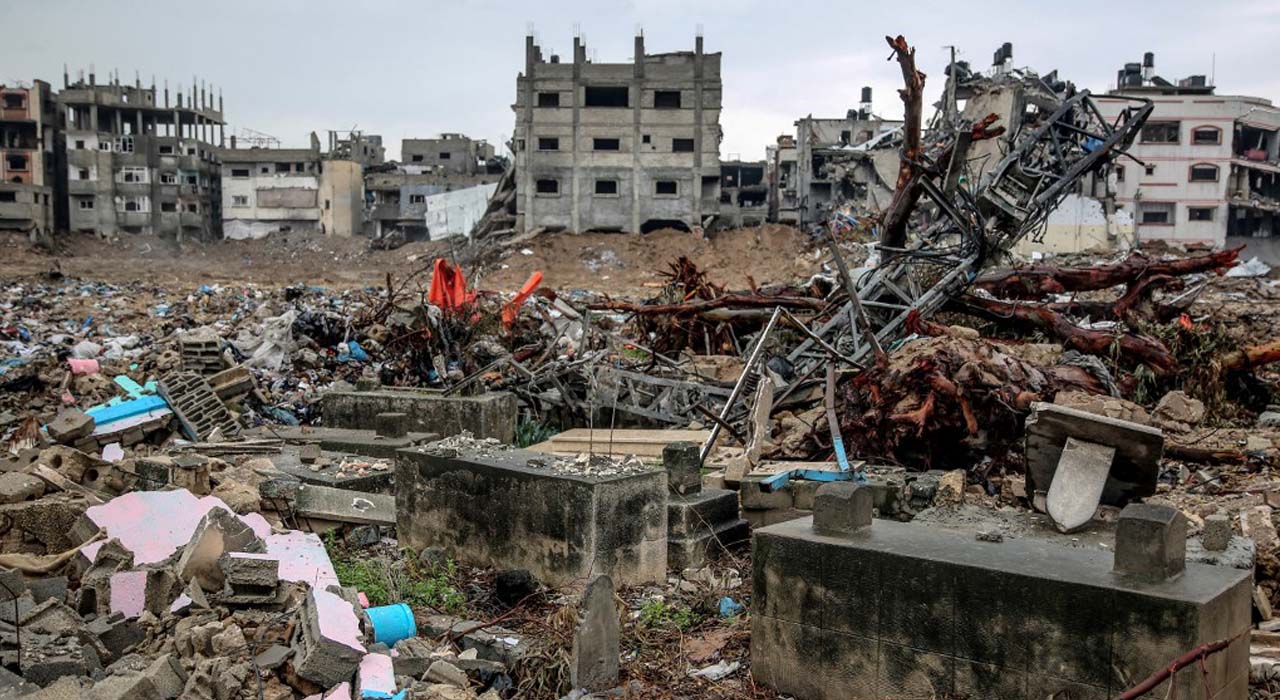 Debris of tombstones are scattered around in the main Al-Shaaf cemetery in the eastern al-Tuffah neighbourhood of Gaza City, Jan. 11, 2024. (Photo: AFP)