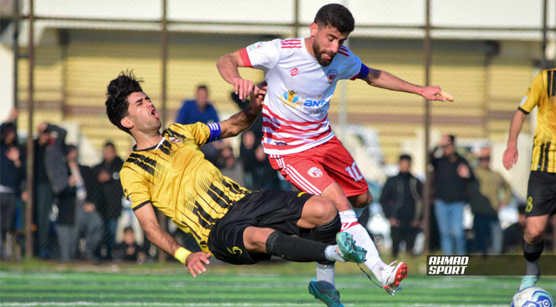 گرتەیەك لە یاریی نێوان سەیدسادق و پێشمەرگەی هەولێر. 31 جەنیوەری 2024.  سەیدسادق - فۆتۆ: ئەحمەد سپۆرت