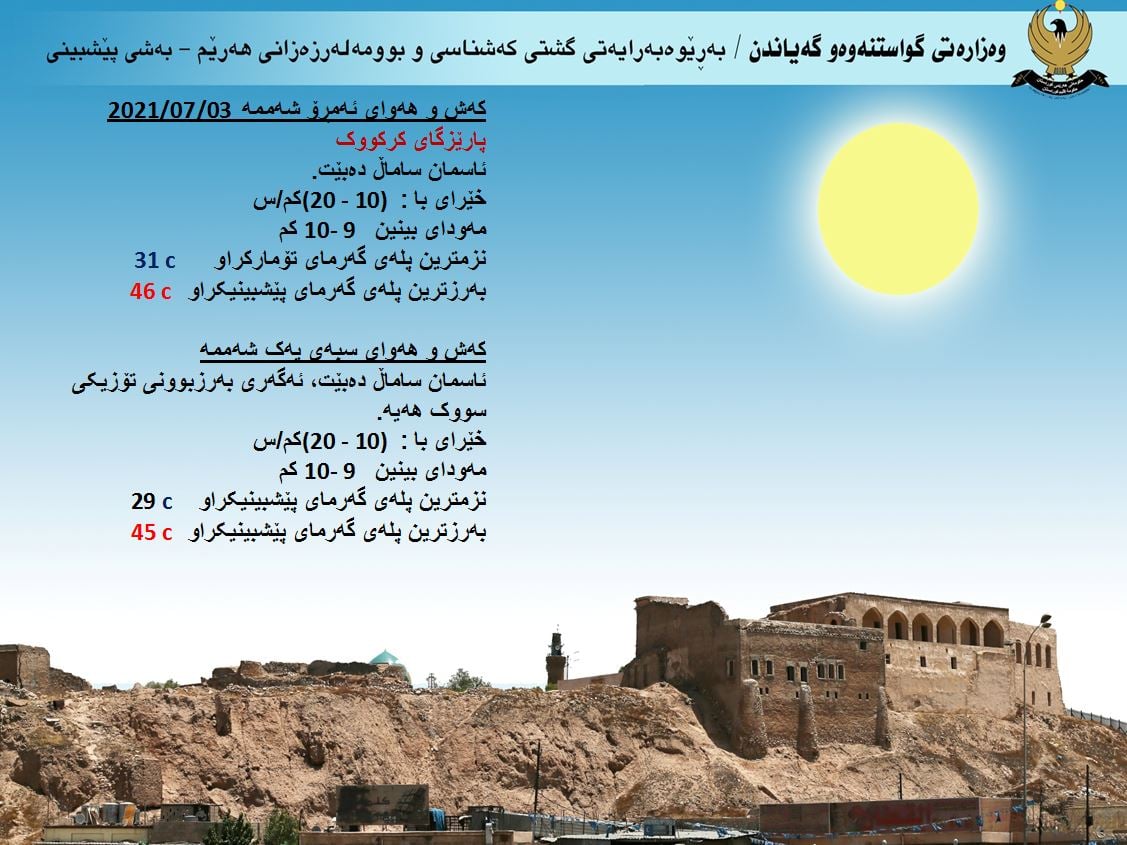 كەشوھەوای ئەمڕۆ و سبەی كەركووك