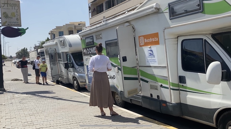 The group traveled from Poland to the Kurdistan Region in two motor homes. Seen in Zakho, July 8, 2021 (Photo: Kurmanj Nheli)