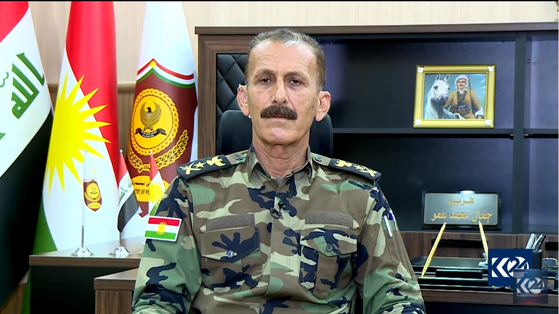 Lieutenant-General Jamal Mohammad, Peshmerga’s Chief of Staff in an interview with Kurdistan 24, July 24, 2021. (Photo: Kurdistan 24)