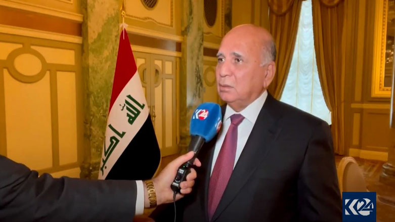 Iraqi Foreign Minister Fuad Hussein spoke to Kurdistan 24 on July 28, 2021. (Photo: Kurdistan 24)