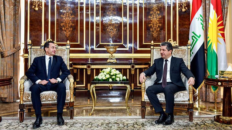 مسرور بارزانی، نخست وزیر اقلیم کوردستان و اریک شوالیه، سفیر فرانسه در عراق