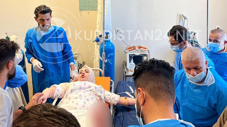 The injured civilians following their transfer to the hospital. (Photo: Kurdistan 24)