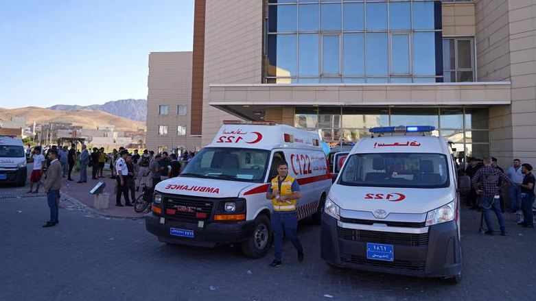 Ambulances near the site in Zakho where a Turkish artillery strike killed several people (Photo: AFP)