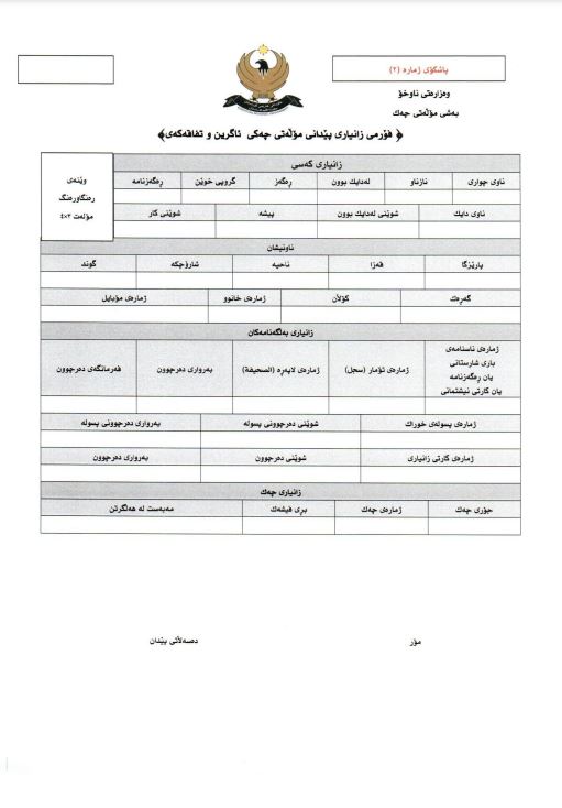 فۆڕمی زانیاری پێدانی مۆڵەتی چەکی ئاگرین و تفاقەکەی