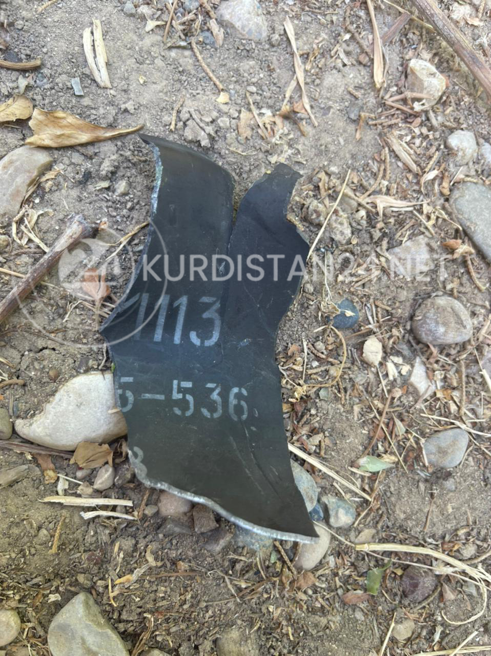 Remains of the crashed drone on display, July 28, 2022 (Photo: Alan Hisen/Kurdistan 24)