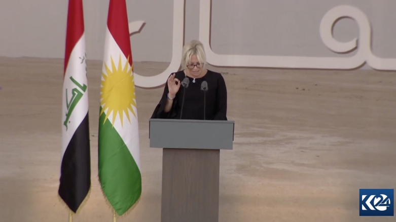 UN envoy for Iraq Jeanine Hennis-Plasschaert spoke at a special ceremony on July 30, 2022, for the return of the bodies of 100 Barzani genocide victims (Photo: Kurdistan 24)