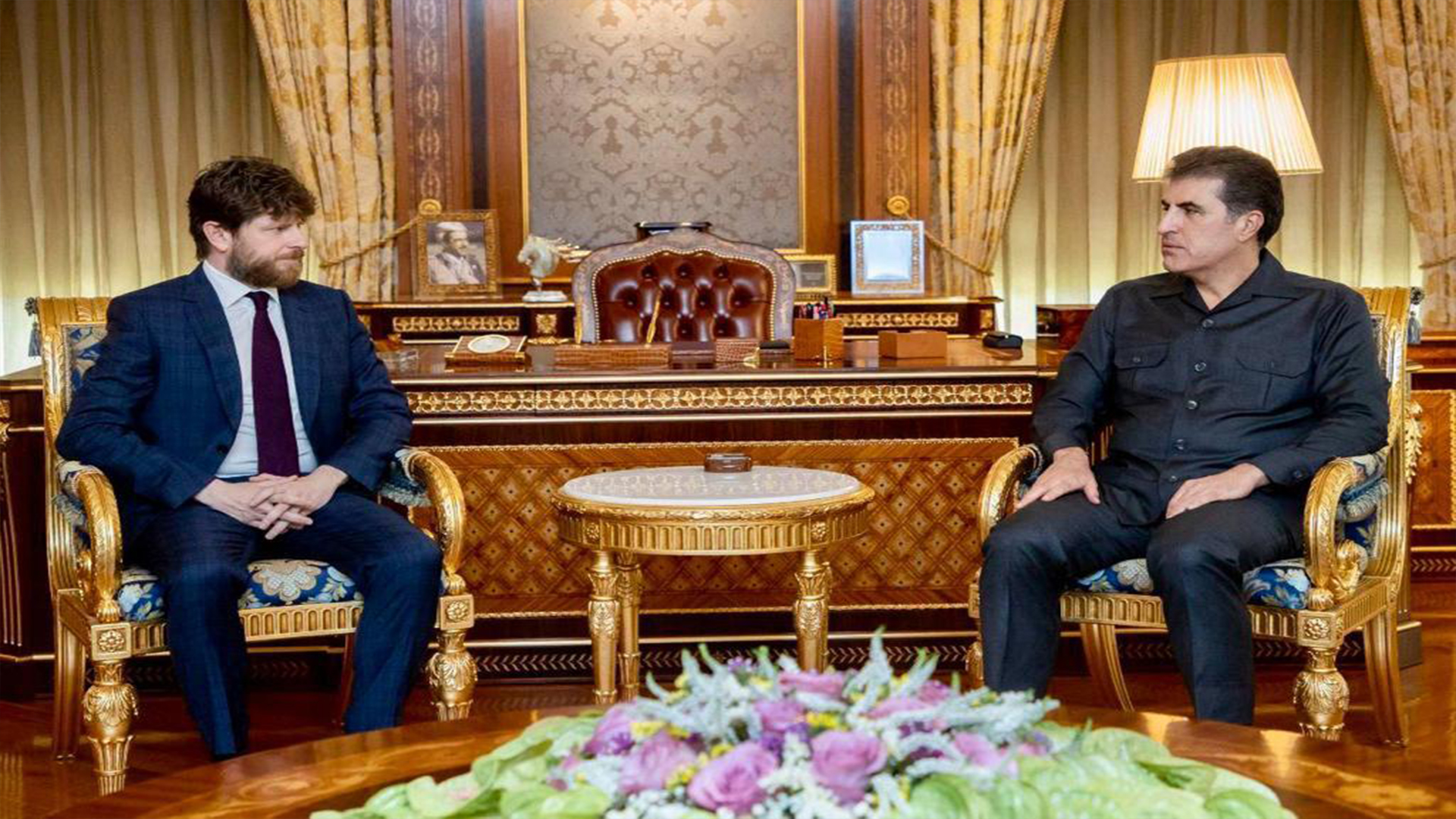 نچیروان بارزانی رئیس اقلیم کوردستان و الوی دیکونتی سرکنسول فرانسه در اربیل